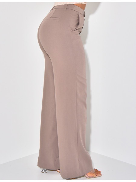 Pantalon de tailleur coupe droite effet chiné