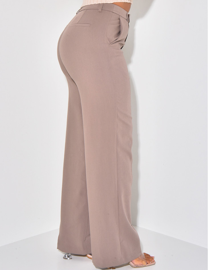 Pantalon de tailleur coupe droite effet chiné