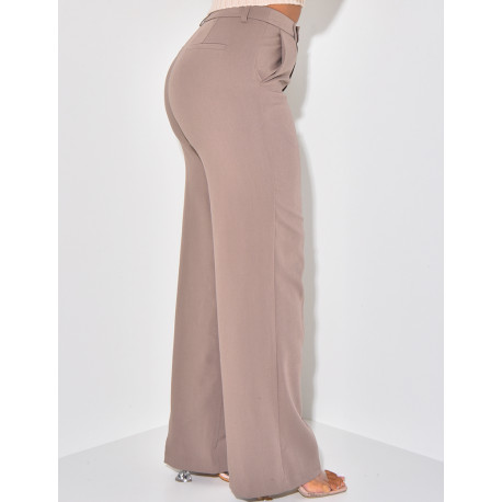 Pantalon de tailleur coupe droite effet chiné