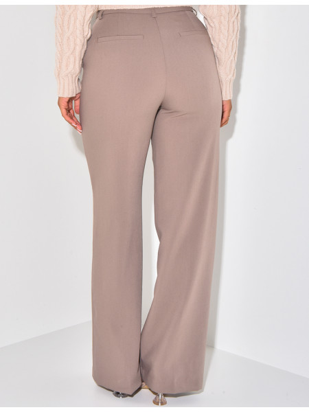 Pantalon de tailleur coupe droite effet chiné