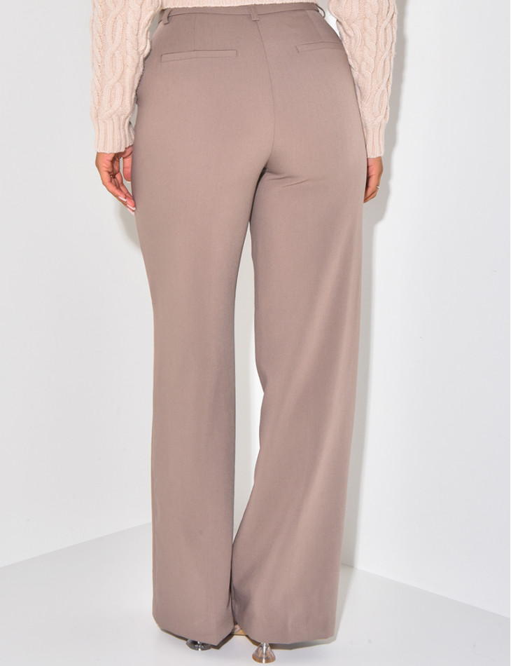 Pantalon de tailleur coupe droite effet chiné