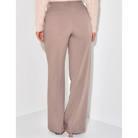 Pantalon de tailleur coupe droite effet chiné