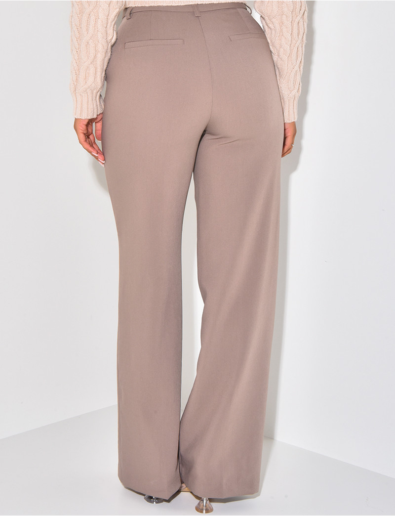 Pantalon de tailleur coupe droite effet chiné