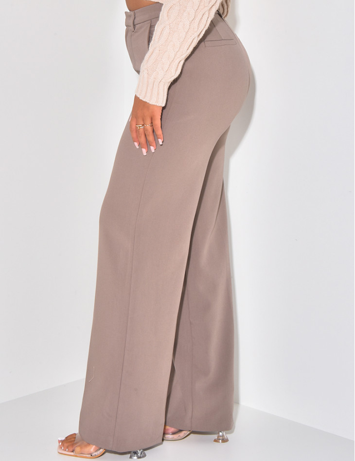Pantalon de tailleur coupe droite effet chiné
