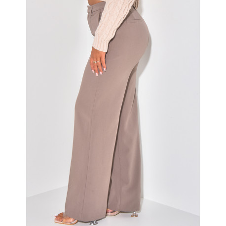Pantalon de tailleur coupe droite effet chiné