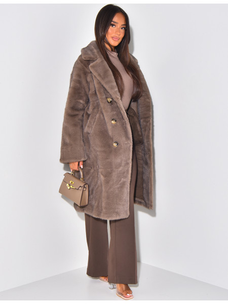Manteau long en fausse fourrure premium