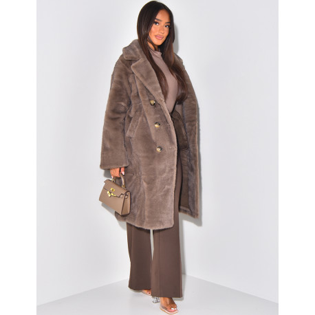 Manteau long en fausse fourrure premium