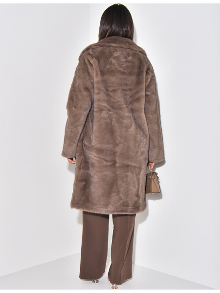 Manteau long en fausse fourrure premium