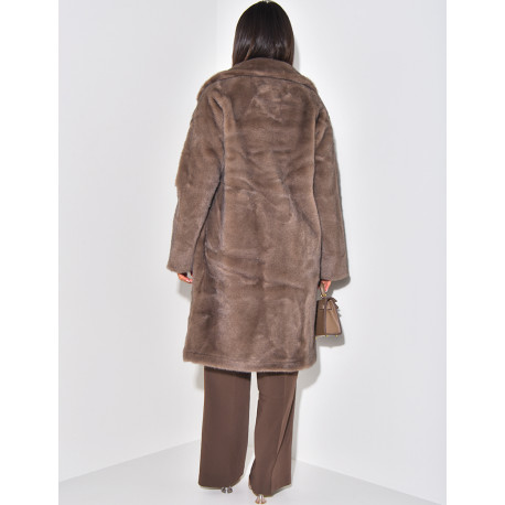 Manteau long en fausse fourrure premium
