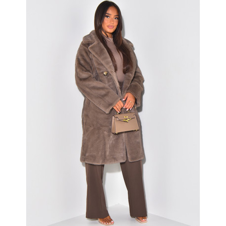 Manteau long en fausse fourrure premium