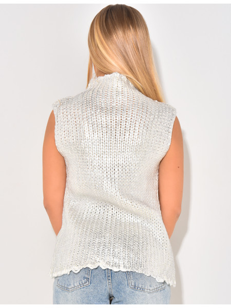 Pull col montant en laine métallisé