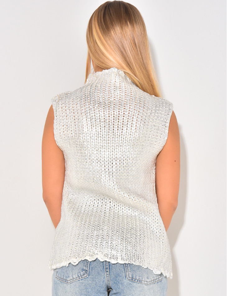 Pull col montant en laine métallisé