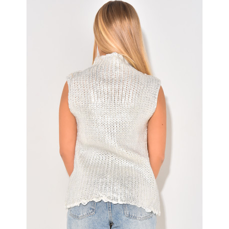 Pull col montant en laine métallisé