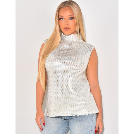 Pull col montant en laine métallisé