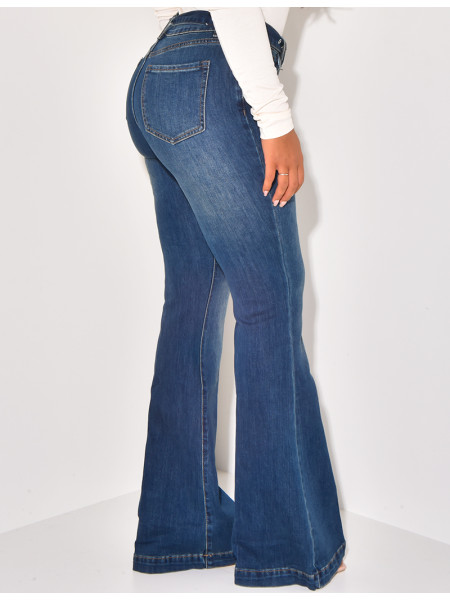 High waist & flare jeans with belt