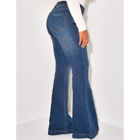 High waist & flare jeans with belt