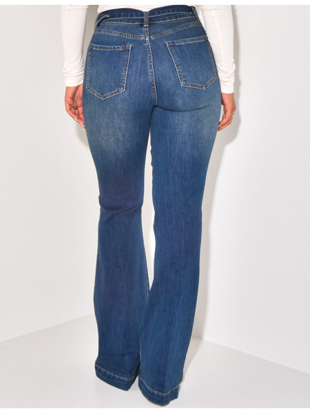 High waist & flare jeans with belt