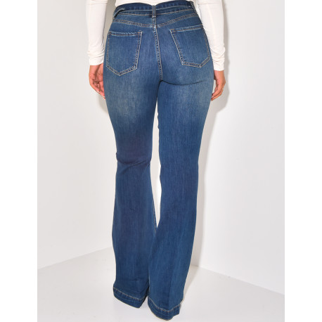 High waist & flare jeans with belt