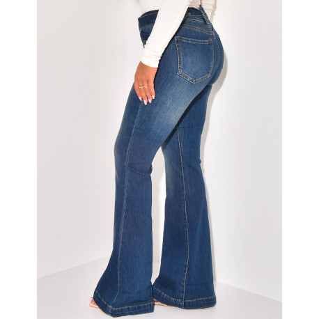High waist & flare jeans with belt