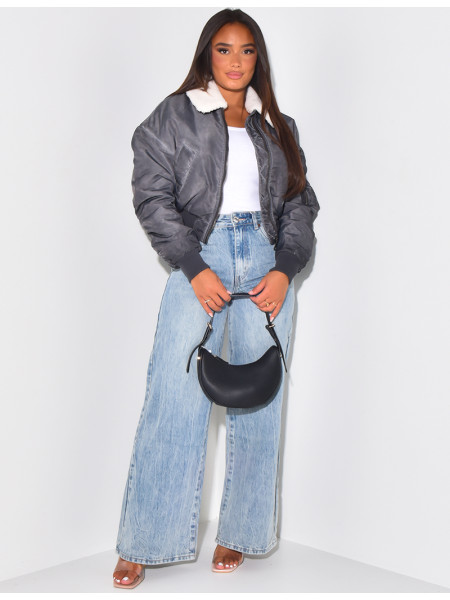 Jeans large et droit délavé