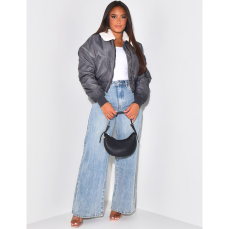 Jeans large et droit délavé