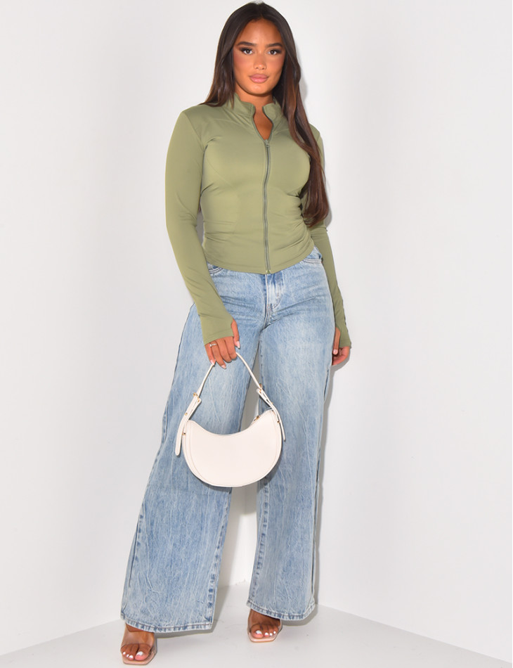 Jeans large et droit délavé