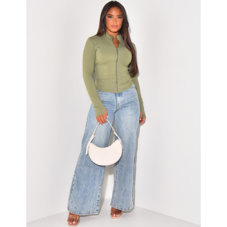 Jeans large et droit délavé