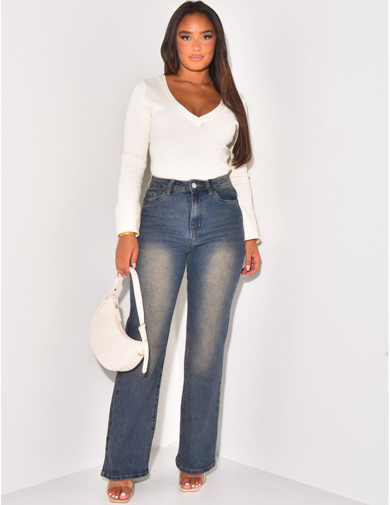 Jeans taille haute coupe...