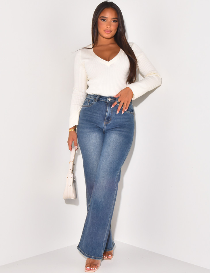 Jeans coupe droite stretchy délavé