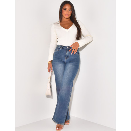 Jeans coupe droite stretchy délavé