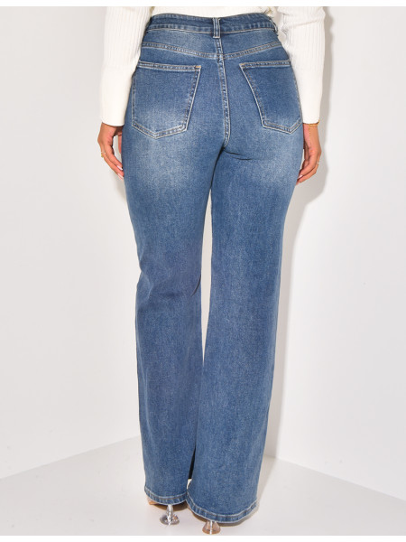 Jeans coupe droite stretchy délavé