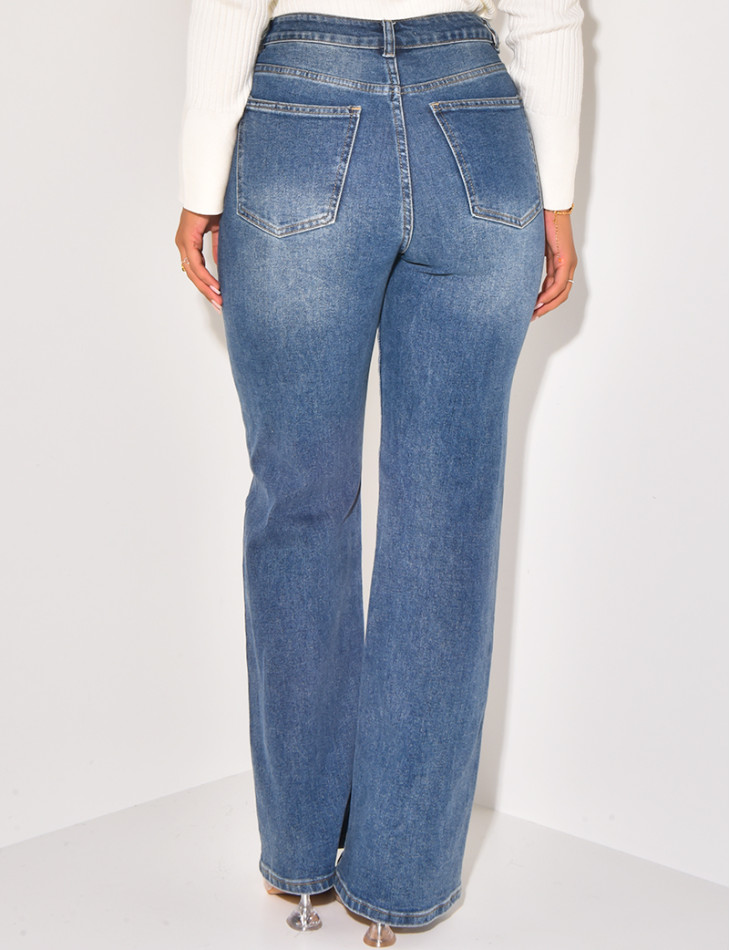 Jeans coupe droite stretchy délavé