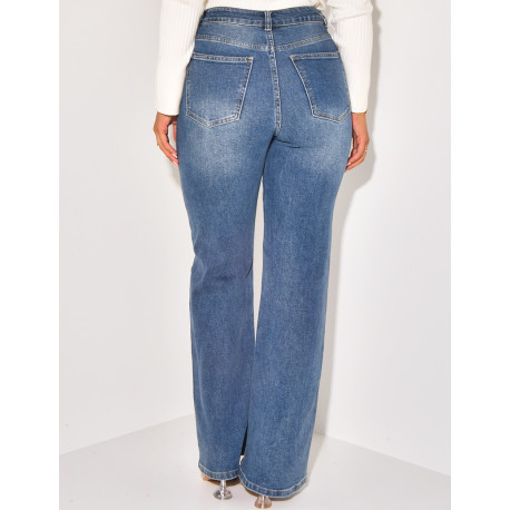 Jeans coupe droite stretchy délavé