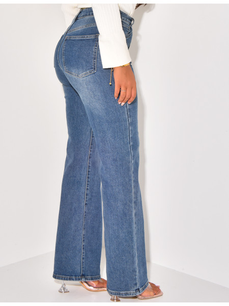 Jeans coupe droite stretchy délavé