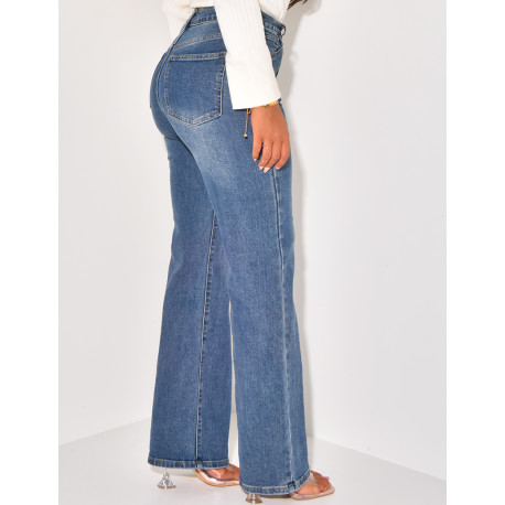 Jeans coupe droite stretchy délavé