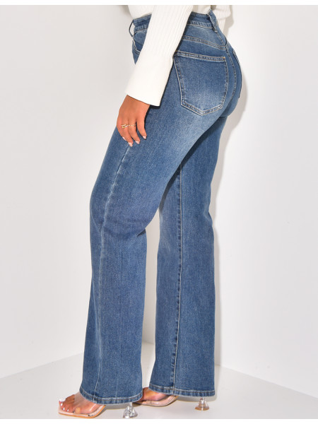 Jeans coupe droite stretchy délavé
