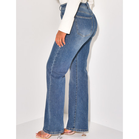 Jeans coupe droite stretchy délavé