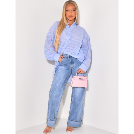 Jeans coupe droite à revers