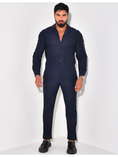 Ensemble pantalon et chemise plissés