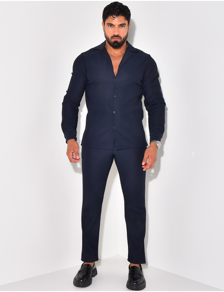 Ensemble pantalon et chemise plissés