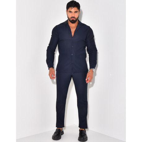 Ensemble pantalon et chemise plissés