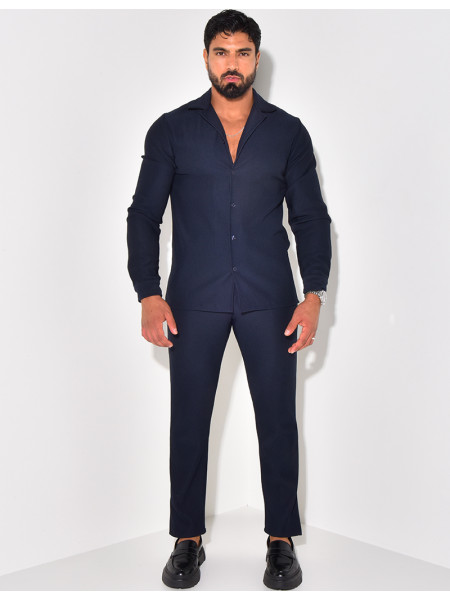 Ensemble pantalon et chemise plissés