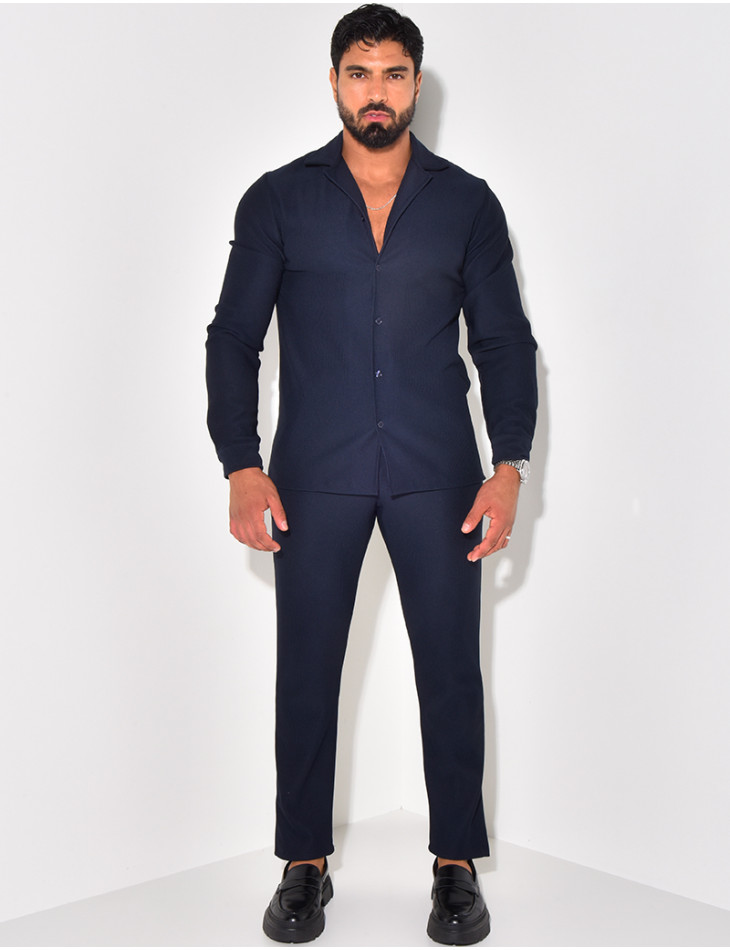 Ensemble pantalon et chemise plissés