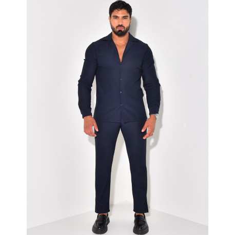 Ensemble pantalon et chemise plissés