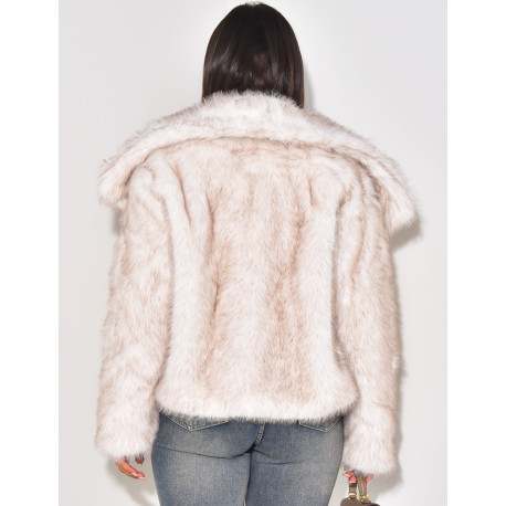 Veste courte en fausse fourrure