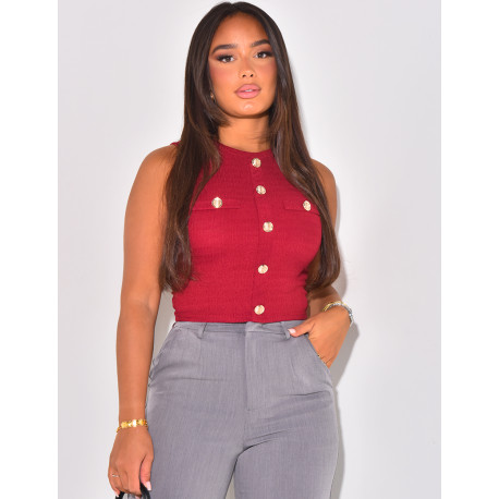 Sleeveless button-down top