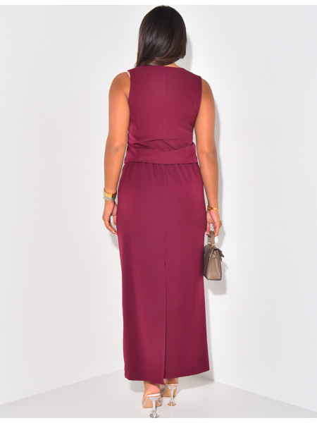 Set aus langem Rock und ärmelloser Weste