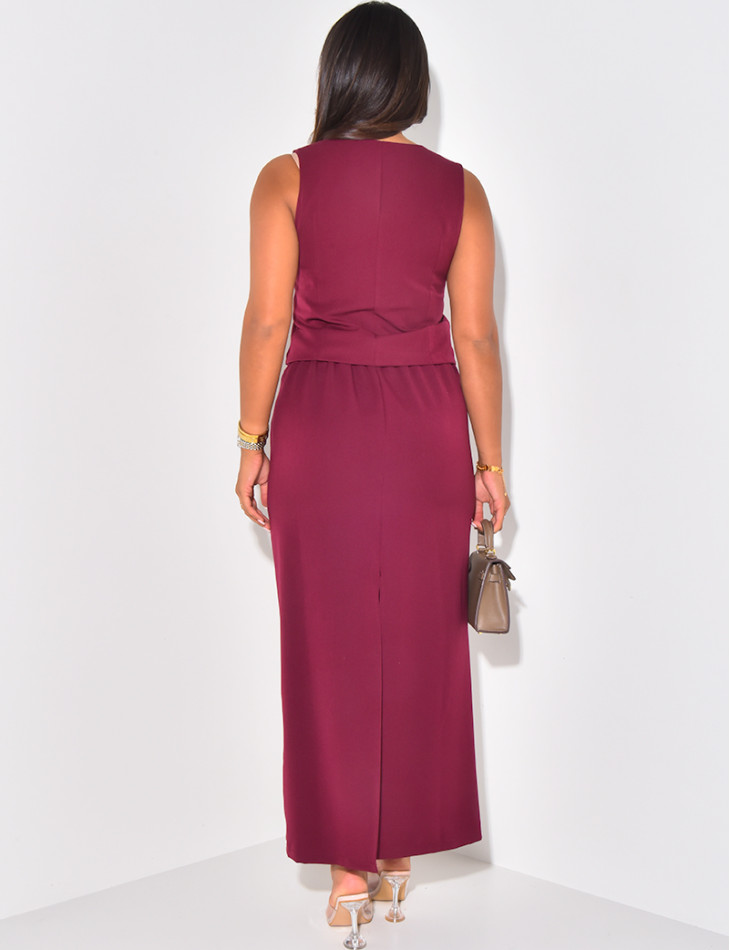 Set aus langem Rock und ärmelloser Weste