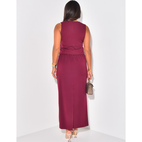 Set aus langem Rock und ärmelloser Weste