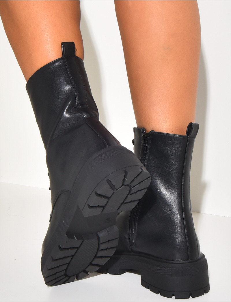 Biker boots with removable rhinestone laces